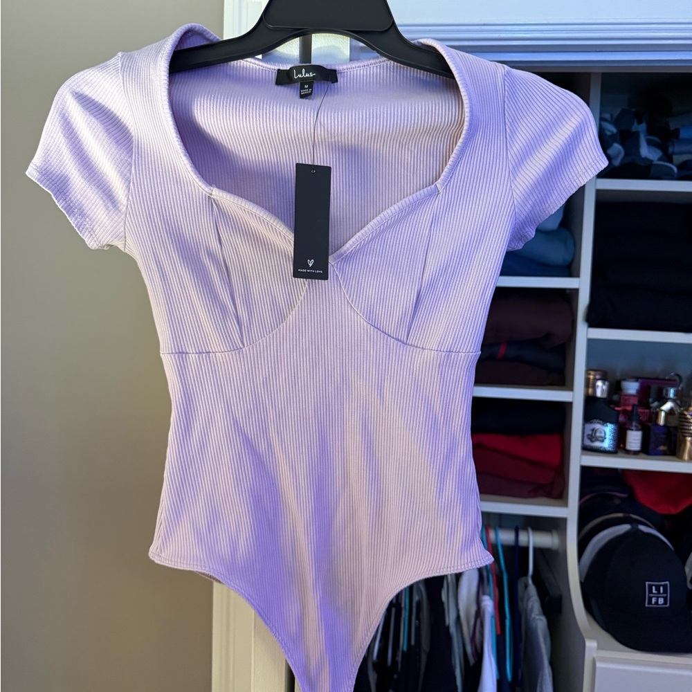 Lulu's Light Purple Ribbed Bodysuit